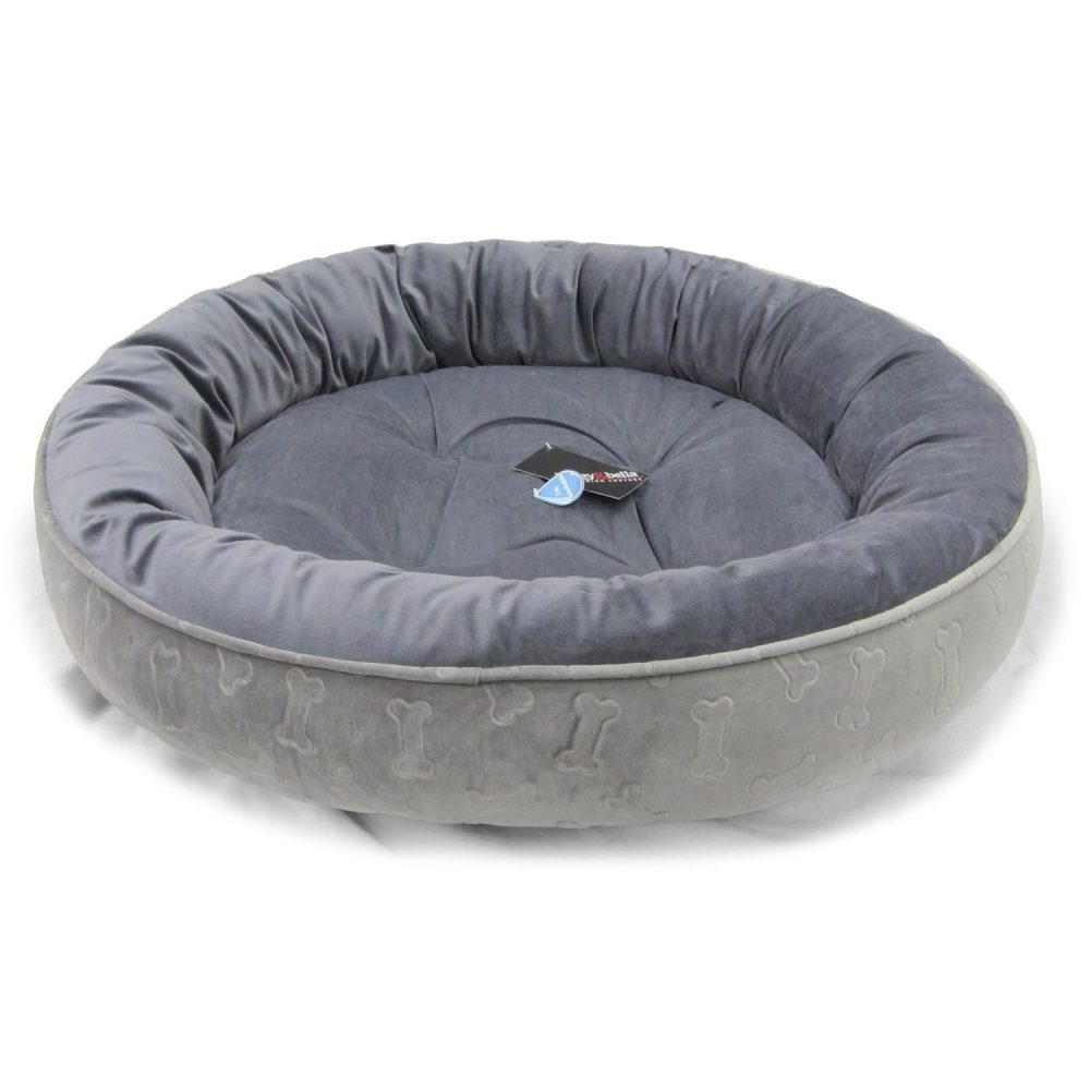 Bone Embossed Round Bed Grey | Beds & Mats Beds & Mats Beds & Mats