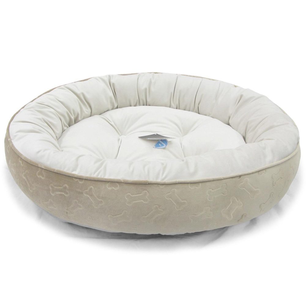 Bone Embossed Round Bed Taupe | Beds & Mats Beds & Mats Beds & Mats