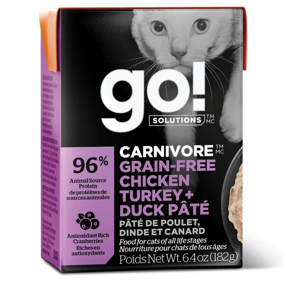 Carnivore Grain-Free Chicken, Turkey + Duck Pate Recipe Cat Food / 6.4 oz – 24 pk | Wet Food Cat Cat