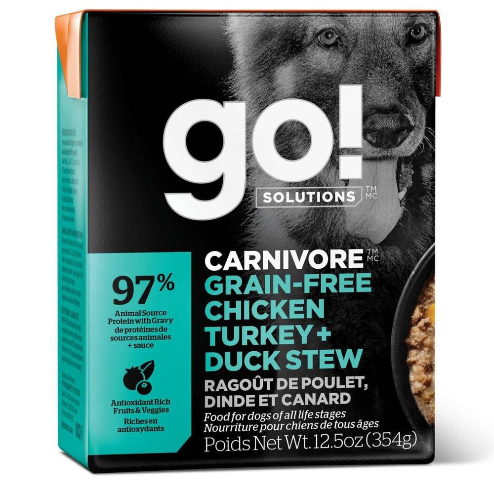 Carnivore Grain-Free Chicken, Turkey + Duck Stew Recipe Dog Food / 12.5 oz – 12 pk | Wet Food Dog Dog