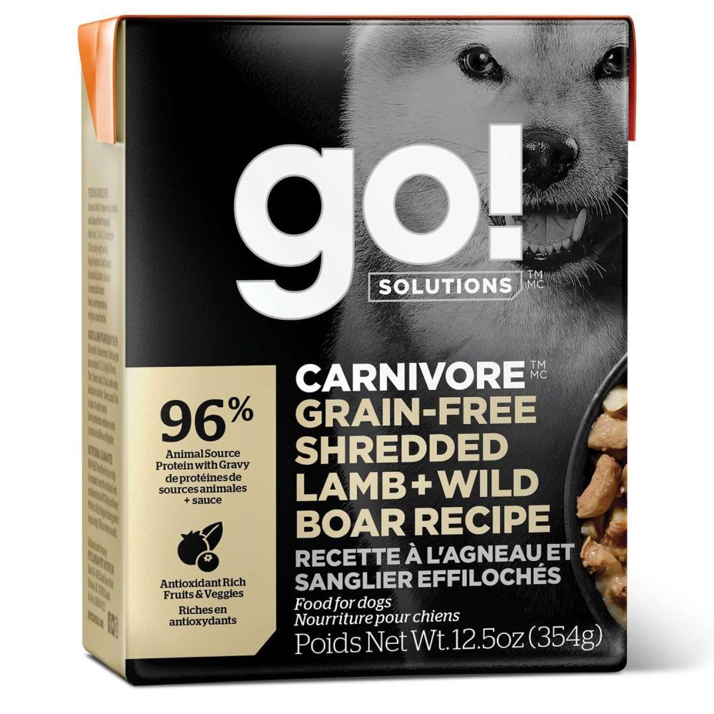 Carnivore Grain-Free Shredded Lamb + Wild Boar Recipe Dog Food / 12.5 oz – 12 pk | Wet Food Dog Dog