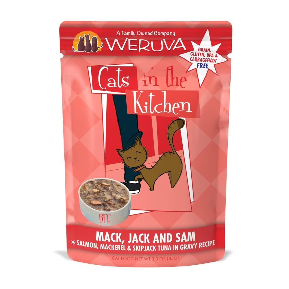 Cats in the Kitchen Mack, Jack & Sam Salmon, Mackerel & Skipjack Tuna Recipe Cat Food / 3 oz – 12 pk | Wet Food Cat Cat