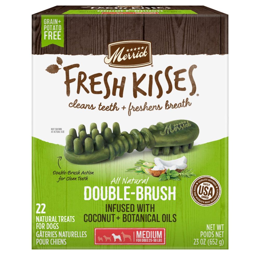 Fresh Kisses Double-Brush Coconut & Botanical Oils Medium Breed Dog Treats | Dental Chews & Treats Dental Chews & Treats Dental Chews & Treats