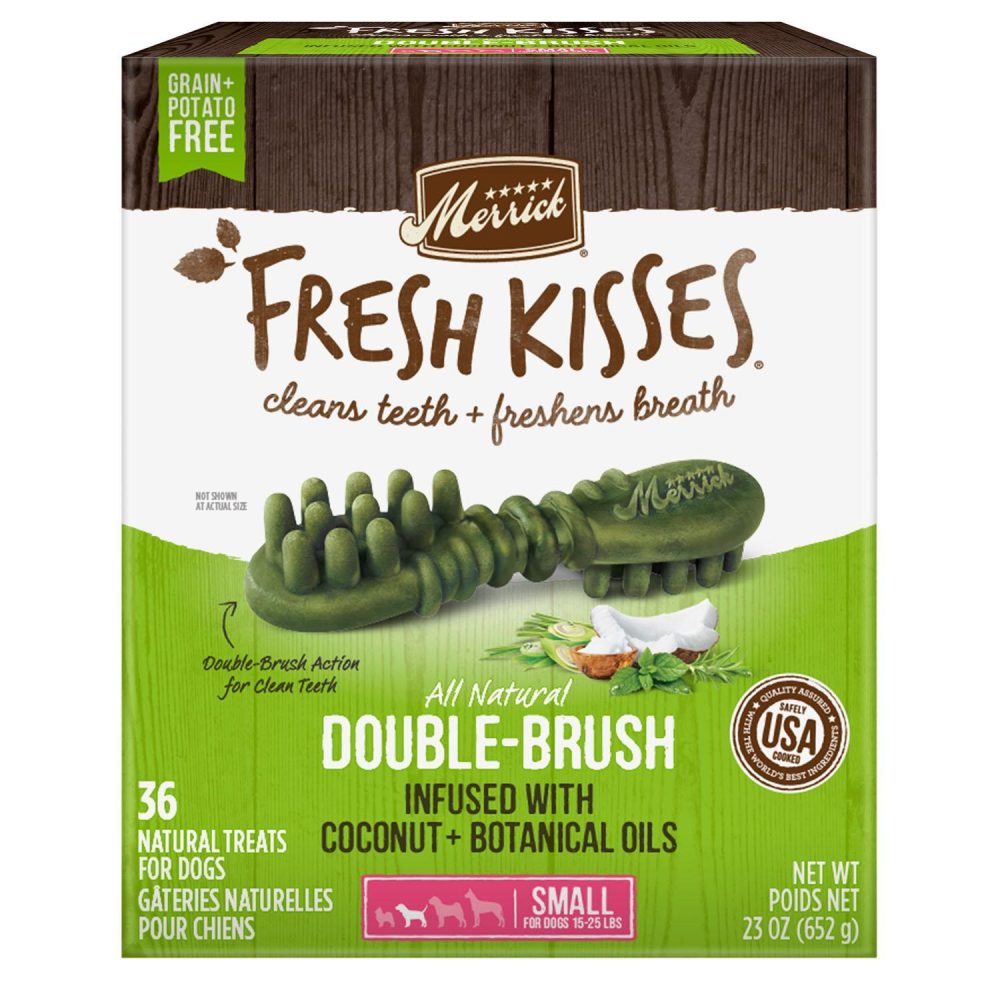 Fresh Kisses Double-Brush Coconut & Botanical Oils Small Breed Dog Treats | Dental Chews & Treats Dental Chews & Treats Dental Chews & Treats