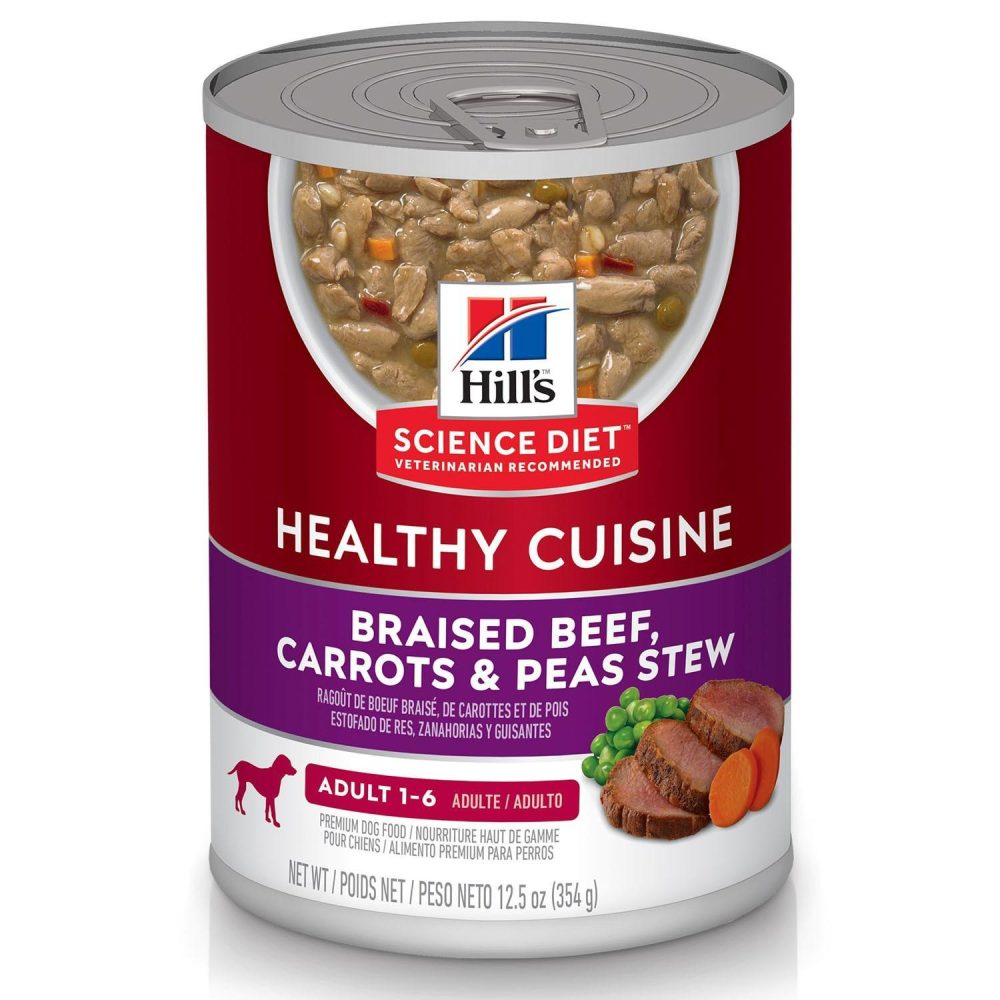 Healthy Cuisine Braised Beef, Carrots & Peas Stew Adult Dog Food / 12.5 oz – 12 pk | Wet Food Dog Dog