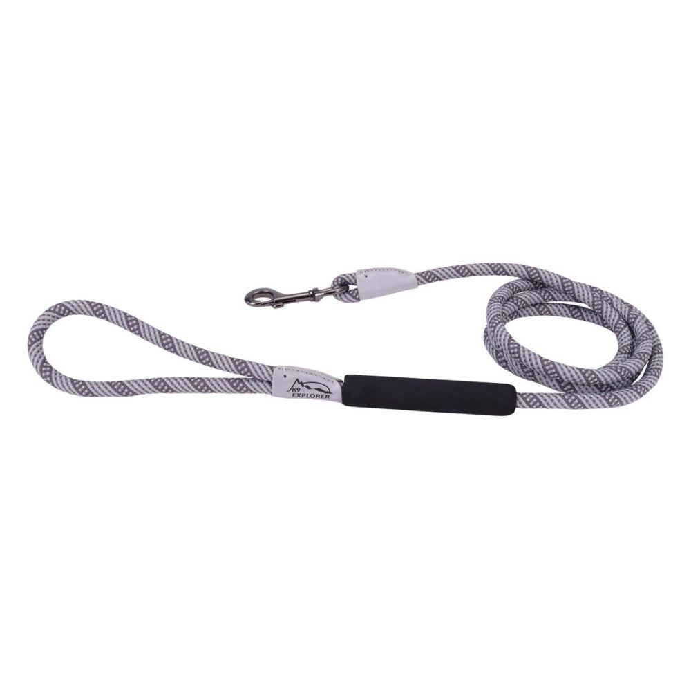 K9 Explorer Brights Reflective Braided Rope Snap Dog Leash 3/8in Grey | Collars, Leashes & Harnesses Collars, Leashes & Harnesses Collars, Leashes & Harnesses