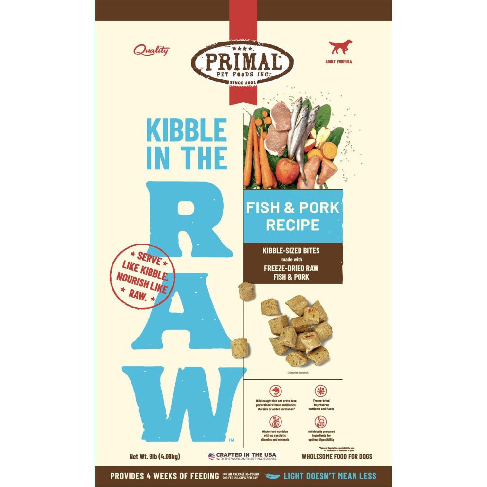 Kibble in the Raw Fish & Pork Recipe Adult Dog Food | Freeze Dried Food Dog Dog