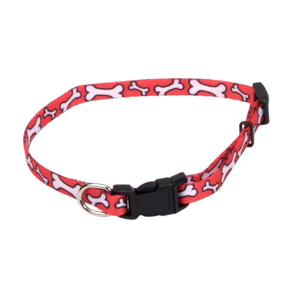 Li’l Pals Adjustable Nylon Collar – Red Bones | Collars, Leashes & Harnesses Collars, Leashes & Harnesses Collars, Leashes & Harnesses