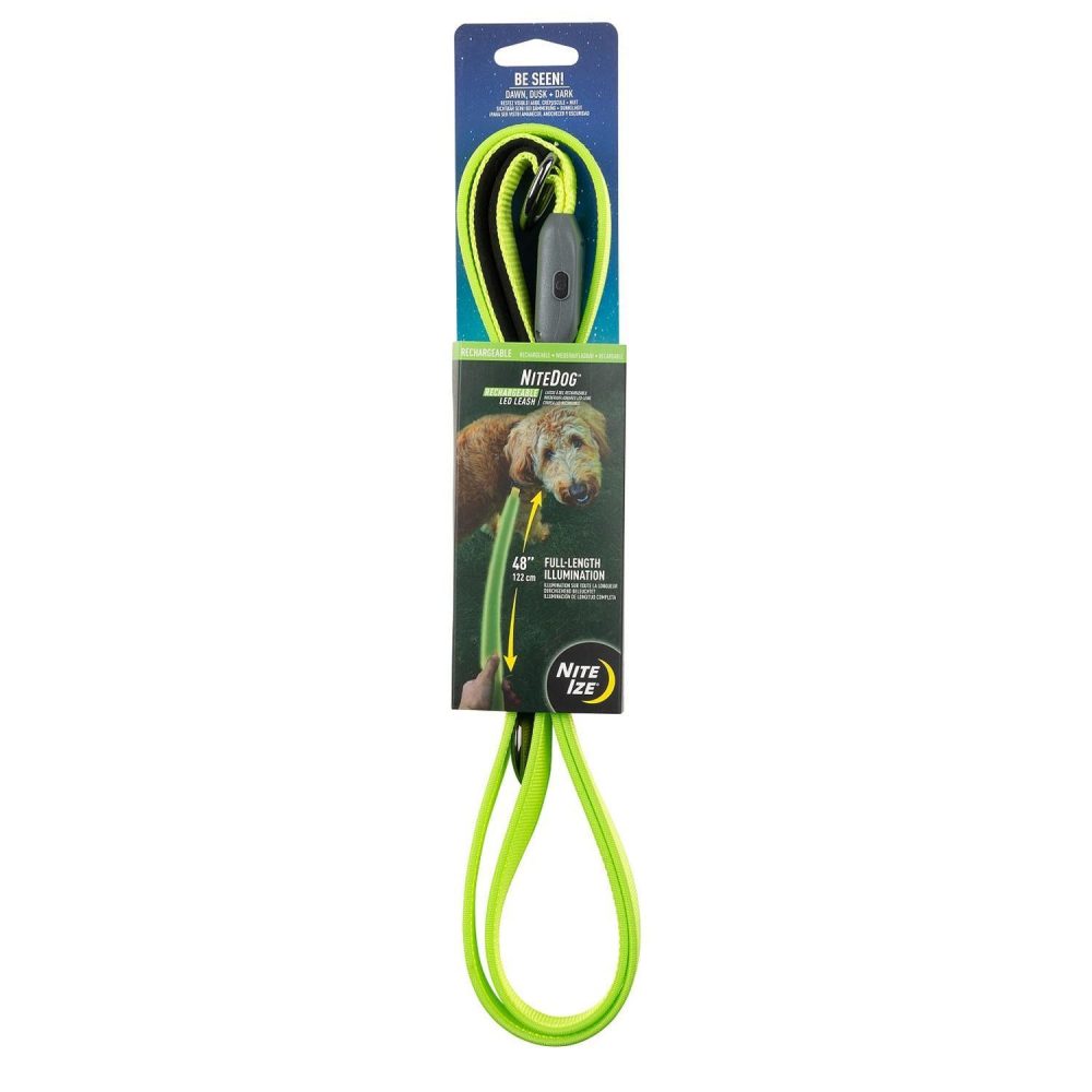 NiteDog Rechargeable LED Lime Green Dog Leash | Collars, Leashes & Harnesses Collars, Leashes & Harnesses Collars, Leashes & Harnesses