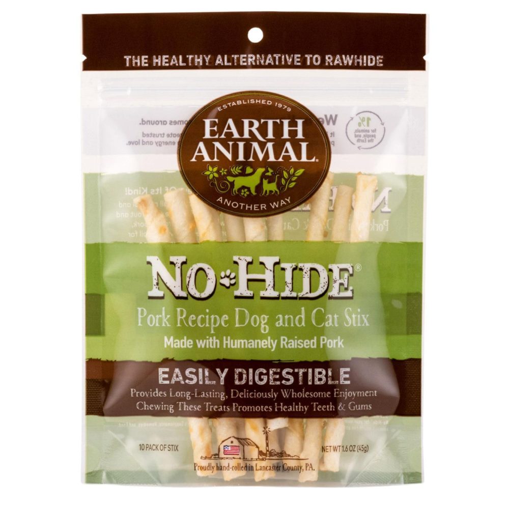 No-Hide Humanely-Raised Pork Stix Natural Rawhide Alternative Dog & Cat Chew / 10 pack | Treats Bones & Chews Cat