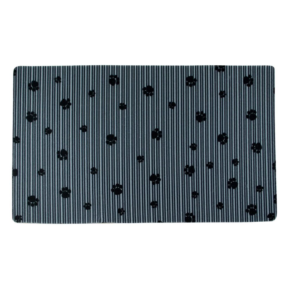 Place Mat – Grey Stripe Black Paw | Bowls & Feeding Bowls & Feeding Bowls & Feeding