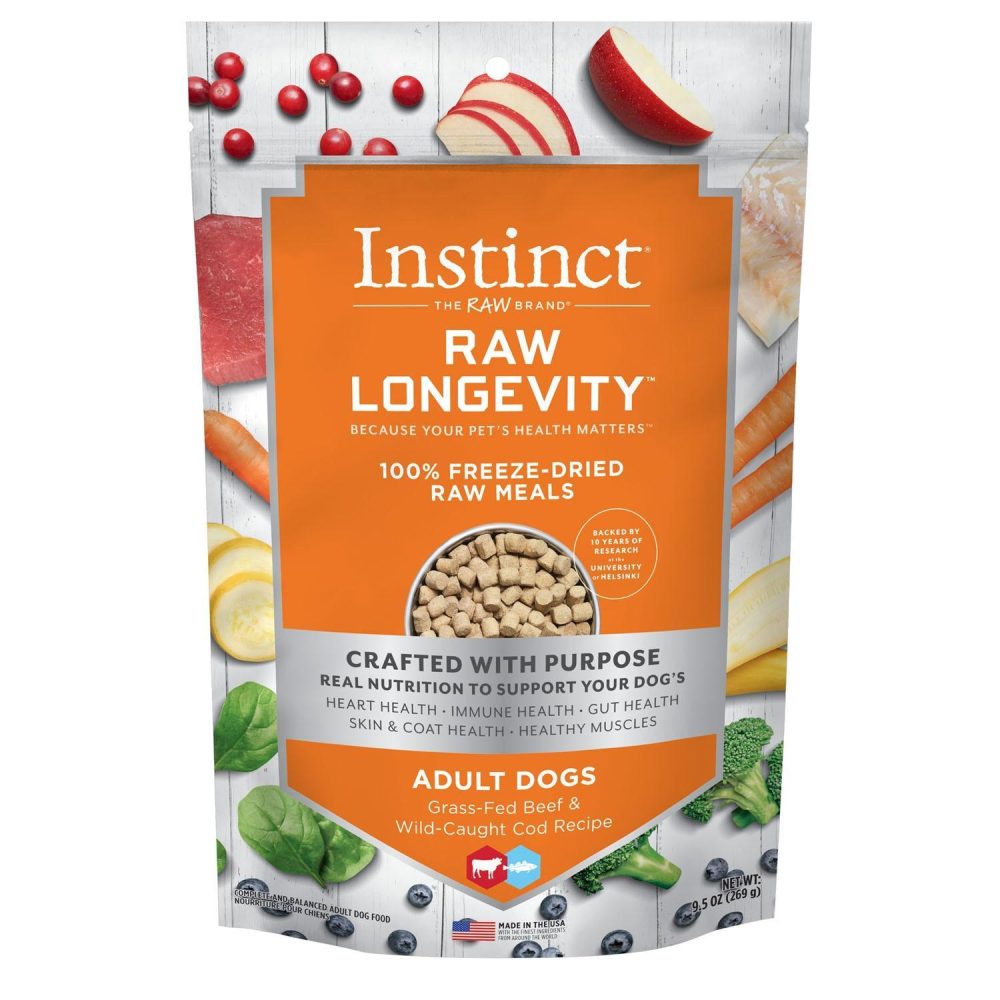 Raw Longevity Freeze-Dried Grass-Fed Beef & Wild-Caught Cod Recipe Adult Dog Food | Freeze Dried Food Dog Dog