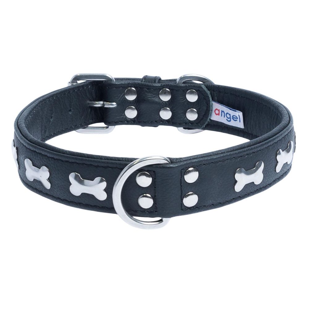 Rotterdam Bones Leather Collar – Black | Collars, Leashes & Harnesses Collars, Leashes & Harnesses Collars, Leashes & Harnesses