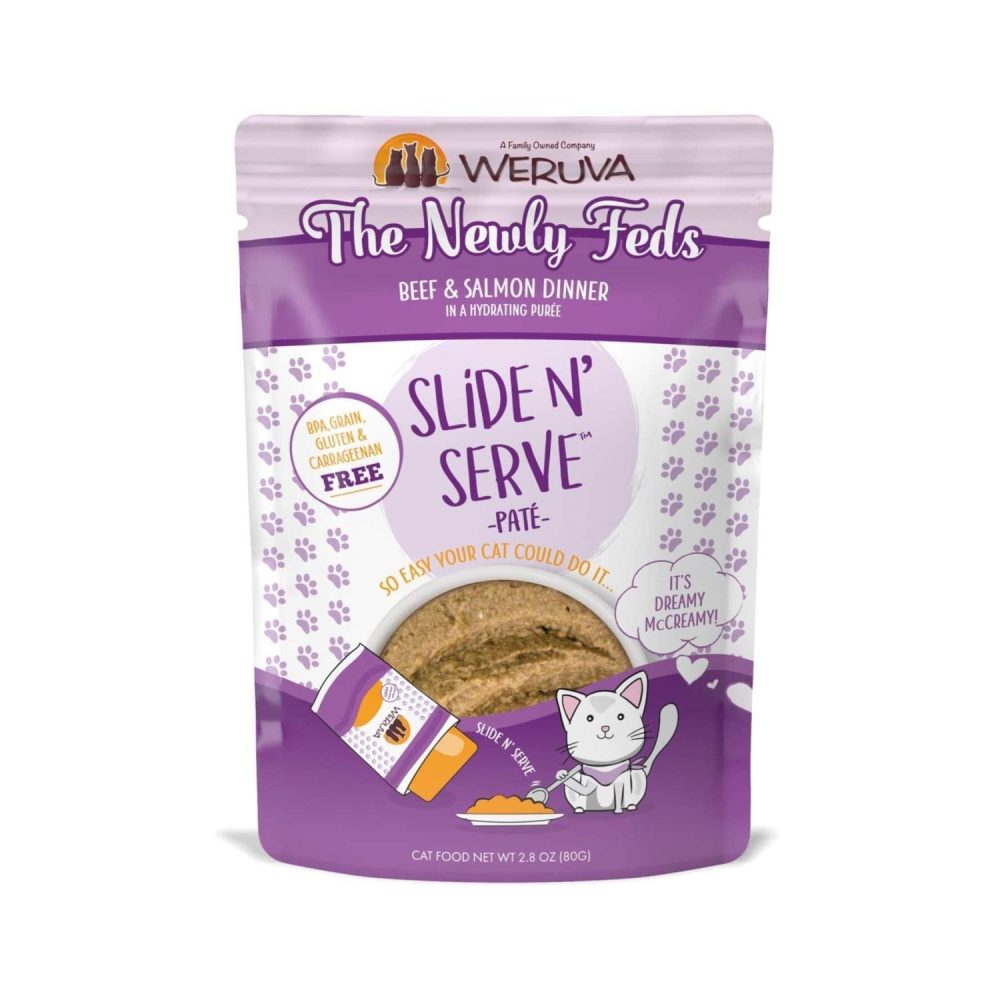 Slide N’ Serve Pate The Newly Feds Beef & Salmon Dinner Cat Food / 2.8 oz – 12 pk | Wet Food Cat Cat