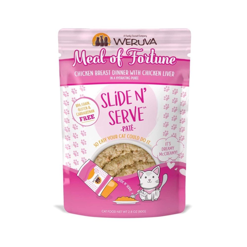 Slide N’Serve Pate Meal of Fortune Chicken Breast Dinner with Chicken Liver Cat Food / 2.8 oz – 12 pk | Wet Food Cat Cat