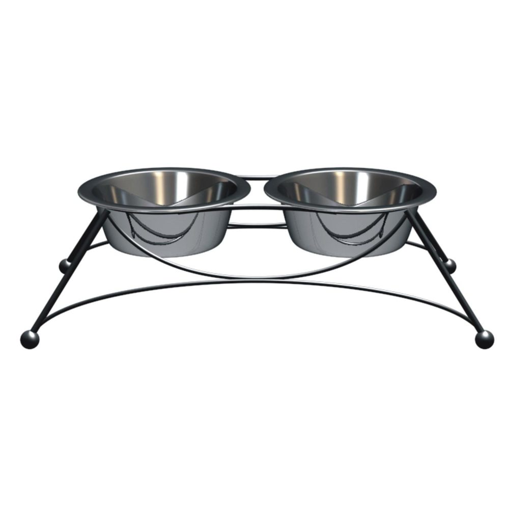 Stainless Steel Wrought Iron Double Diner Bowls | Bowls & Feeding Bowls & Feeding Bowls & Feeding