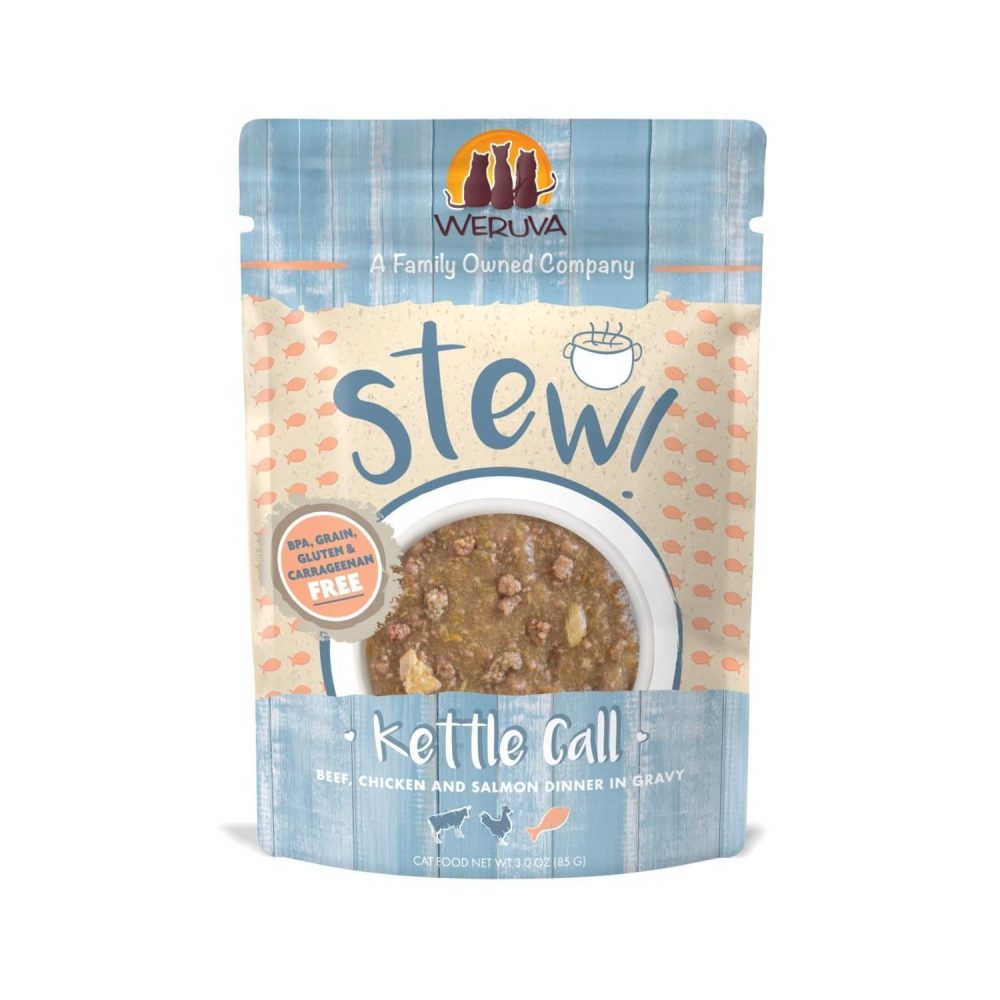 Stew! Kettle Call Beef, Chicken & Salmon Dinner Cat Food / 3 oz – 12 pk | Wet Food Cat Cat