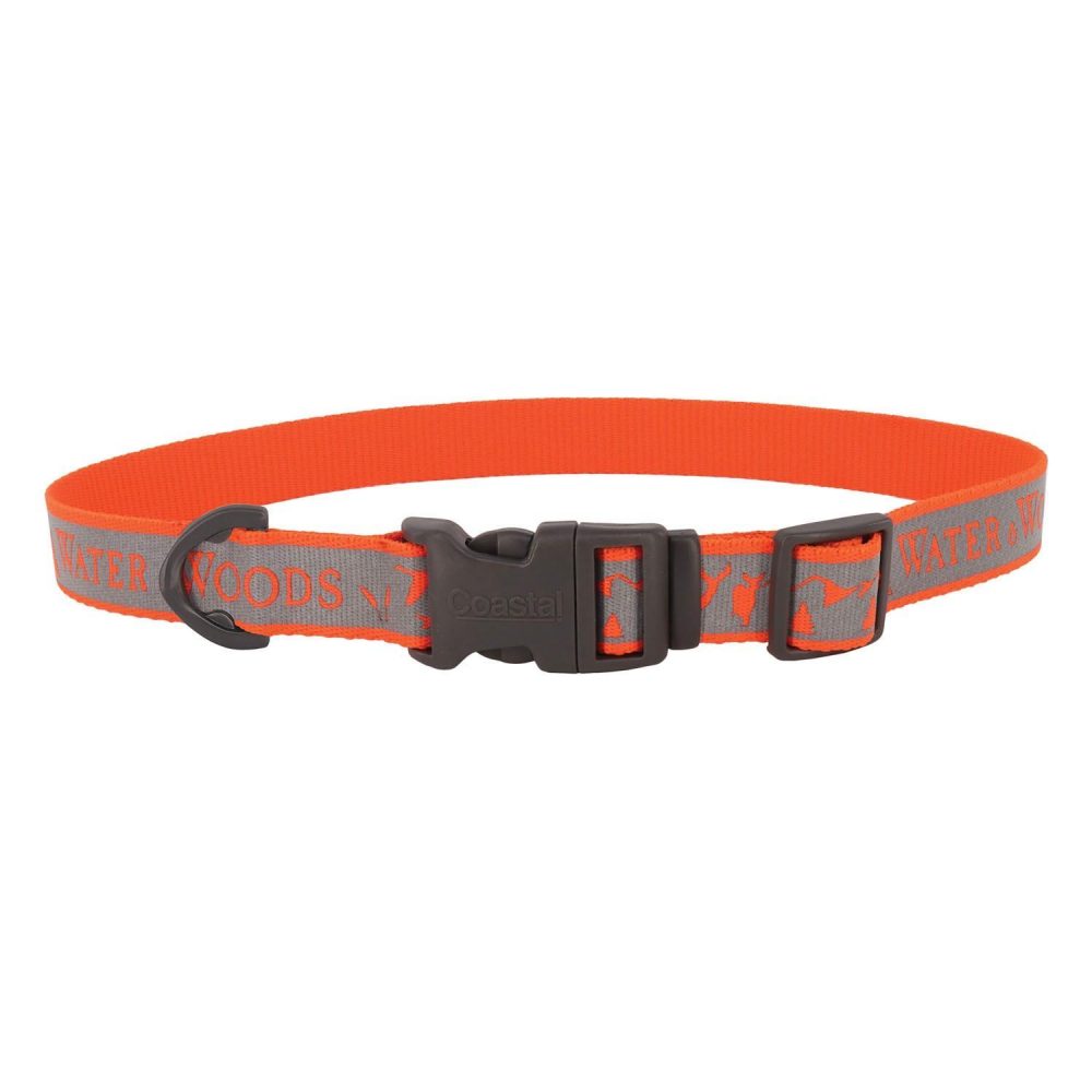 Water & Woods Reflective Adjustable Dog Collar Orange | Collars, Leashes & Harnesses Collars, Leashes & Harnesses Collars, Leashes & Harnesses