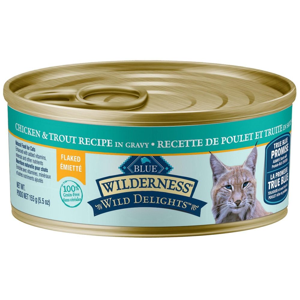 Wilderness Wild Delights Chicken & Trout Flaked Recipe Adult Cat Food / 5.5 oz – 24 pk | Wet Food Cat Cat