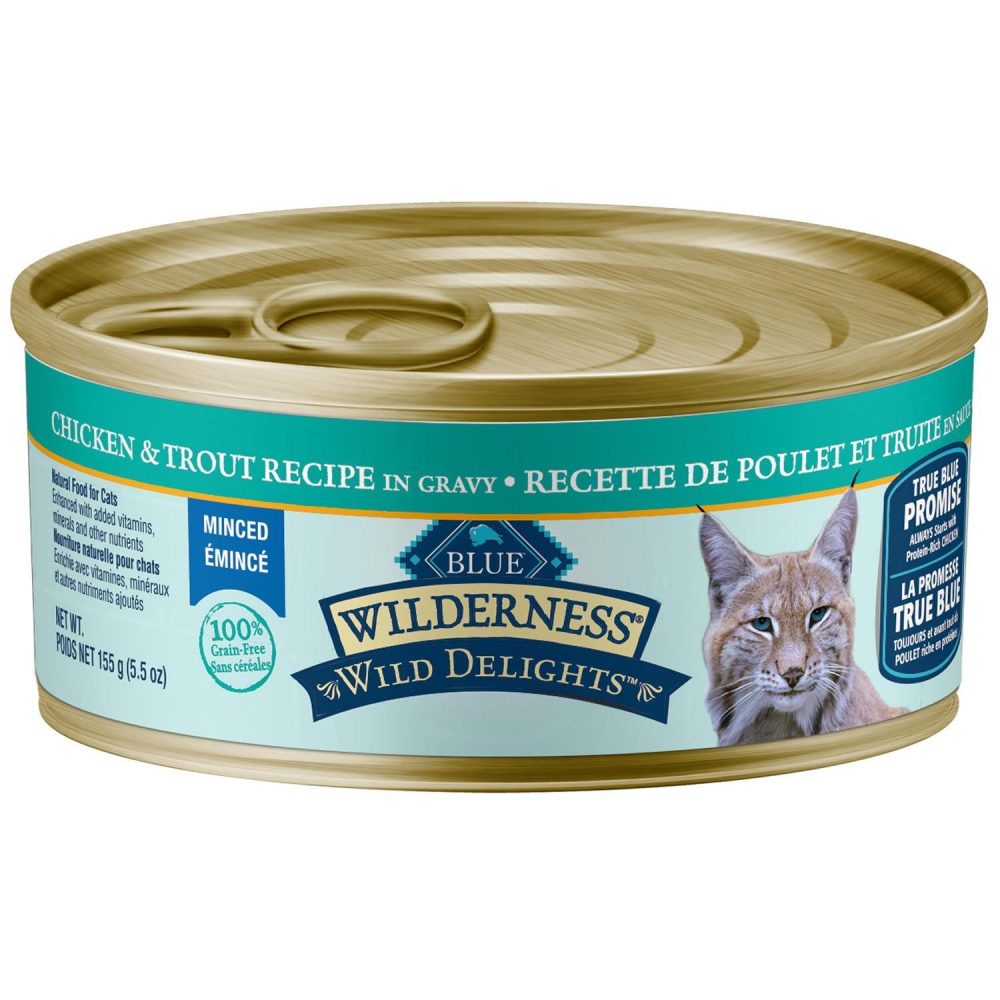 Wilderness Wild Delights Chicken & Trout Minced Recipe Adult Cat Food / 5.5 oz – 24 pk | Wet Food Cat Cat