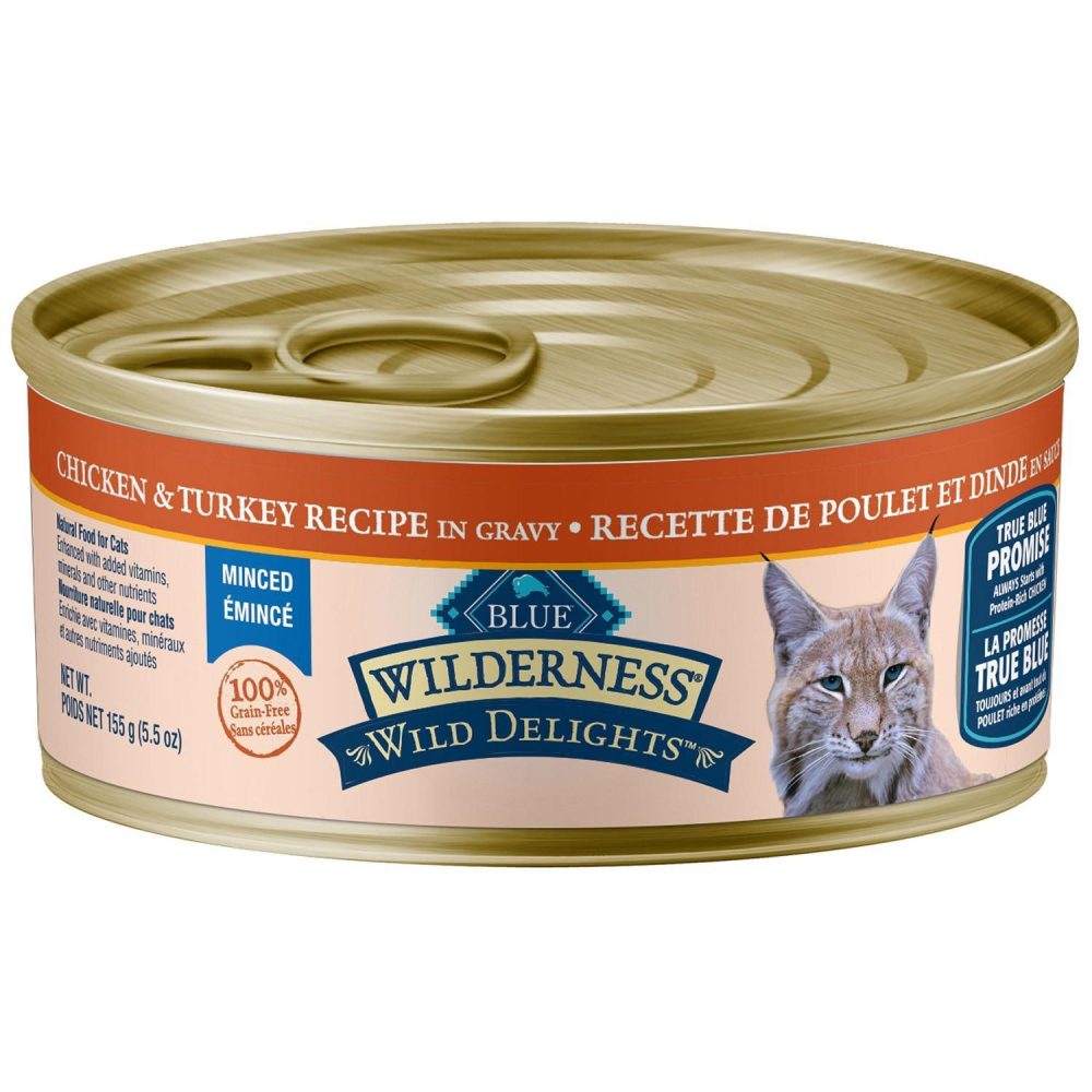 Wilderness Wild Delights Chicken & Turkey Minced Recipe Adult Cat Food / 5.5 oz – 24 pk | Wet Food Cat Cat