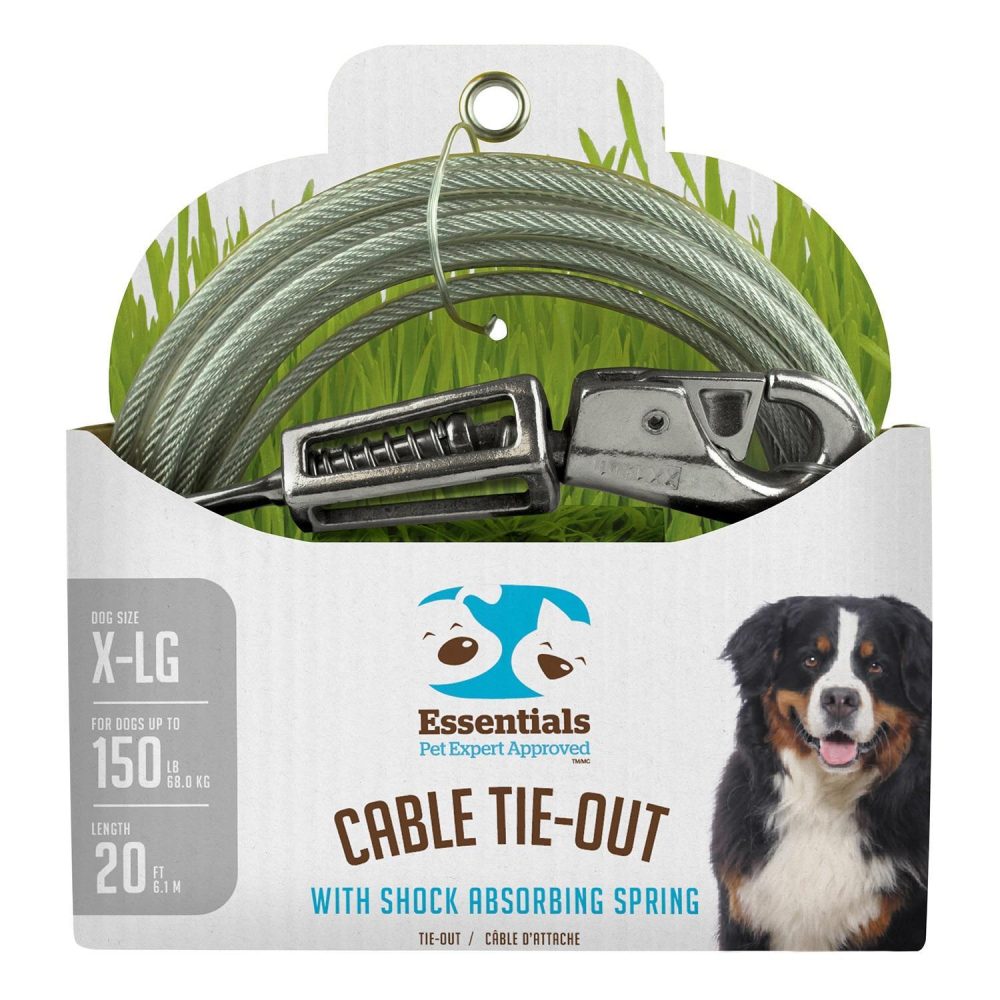 X-Large Dog Cable Tie-Out with Shock Absorbing Spring | Collars, Leashes & Harnesses Collars, Leashes & Harnesses Collars, Leashes & Harnesses